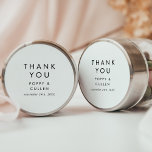 Chic Typography Thank You Wedding Favour Sticker<br><div class="desc">These chic typography thank you wedding favour stickers are perfect for a modern wedding reception. The simple design features classic minimalist black and white typography with a rustic boho feel. Customisable in any colour. Keep the design minimal and elegant, as is, or personalise it by adding your own graphics and...</div>