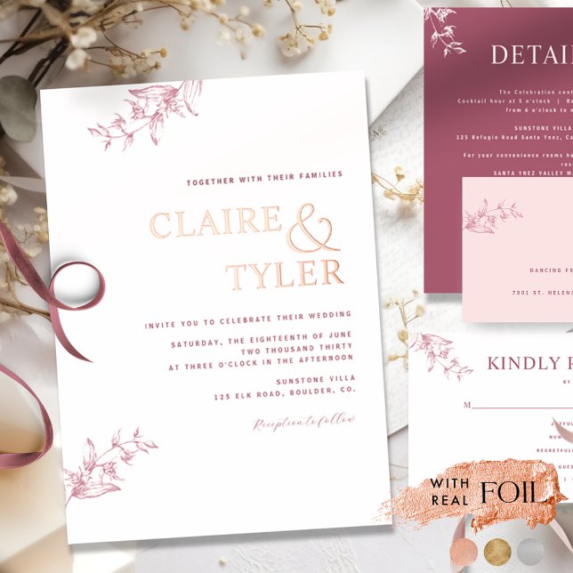 Chic Typography Wedding Burgundy and Rose Gold (Creator Uploaded)
