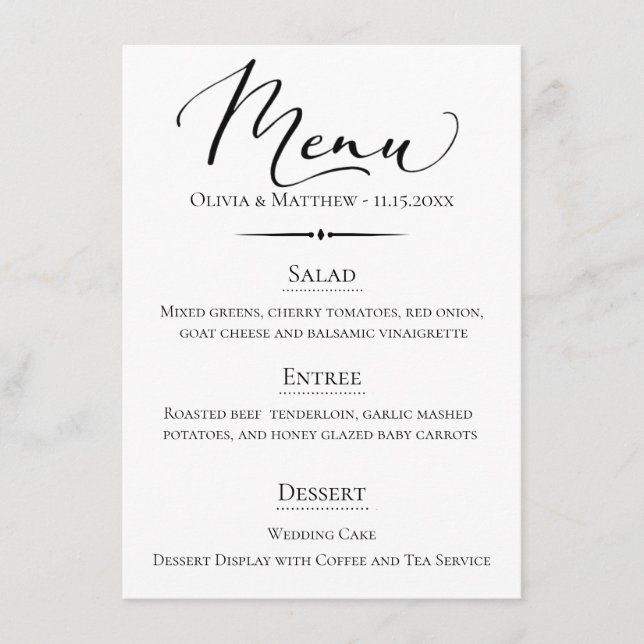 Chic Typography Wedding Menu (Front)