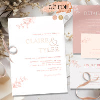 Chic Typography Wedding Peach, Blush and Rose Gold