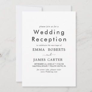 Chic Typography   Wedding Reception Invitation