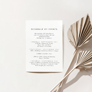 Chic Typography Wedding Weekend Schedule of Events Enclosure Card