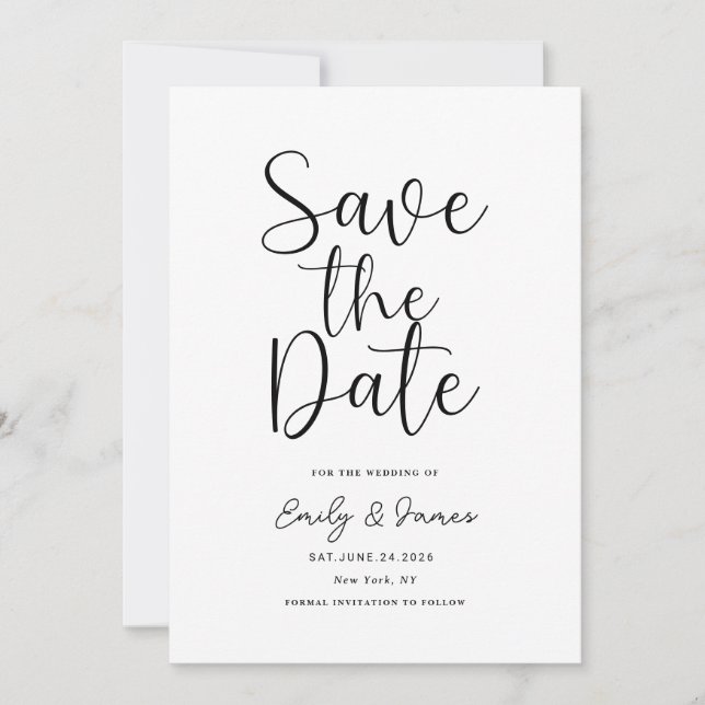 chic unique Modern Elegant minimalist  Save The Date (Front)