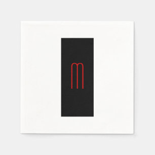 Chic Unique Monogram Black White Plain Simple Napkin