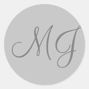 Chic Unique Monogram Grey Classic Round Sticker