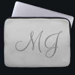Chic Unique Monogram Grey Classical Laptop Sleeve<br><div class="desc">Trendy Modern Customise Professional Simple Design.</div>