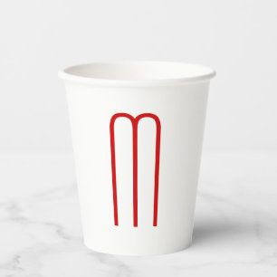 Chic Unique Monogram Red White Plain Simple Paper Cups