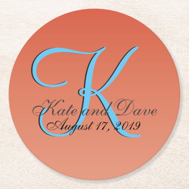 Chic Unique Red Orange Round Paper Coaster (Front)