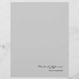 Chic Unique Script Calligraphy Name Grey Custom Letterhead