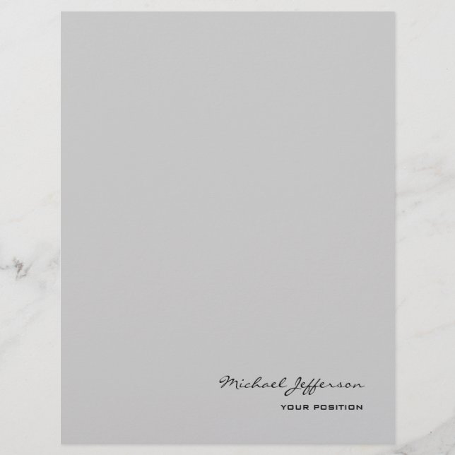 Chic Unique Script Calligraphy Name Grey  Custom Letterhead (Front)
