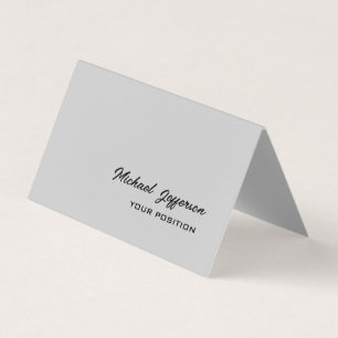 Chic Unique Script Grey Business Card