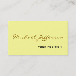 Chic Unique Script Yellow Business Card