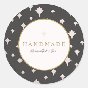 Chic Upscale Silver Stars Pattern Classic Round Sticker