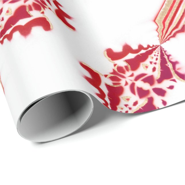 Chic Urban Designer Magenta White Gold Flourish Wrapping Paper (Roll Corner)