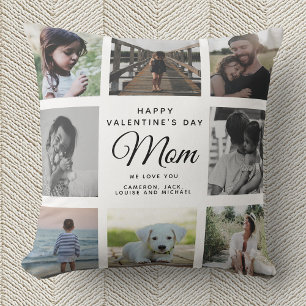Chic Valentines Day Mum Family Photo Collage Cushion
