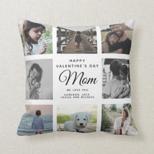 Chic Valentines Day Mum Family Photo Collage Cushion