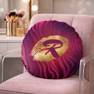 Chic Vanity Pink Zebra Print  Round Cushion