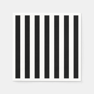 Chic Vertical Stripes Black And White Striped Napkin