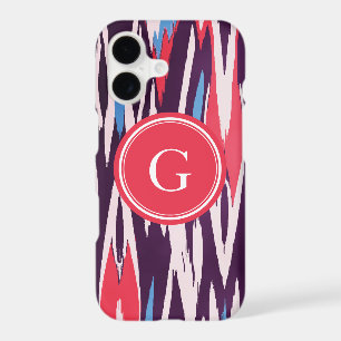 Chic vibrant red purple watercolor ikat pattern