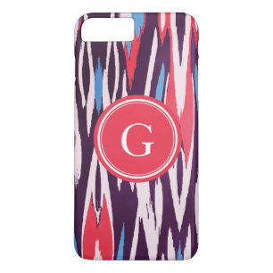 Chic vibrant red purple watercolor ikat pattern iPhone 8 plus/7 plus case