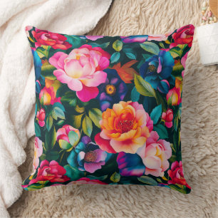 Chic vibrant roses pattern cushion