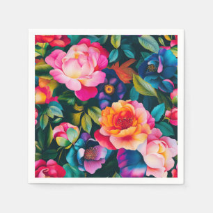 Chic vibrant roses pattern napkin