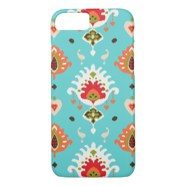 Chic vibrant turquoise tribal ikat Case-Mate iPhone case (Back)