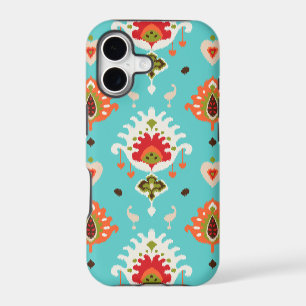 Chic vibrant turquoise tribal ikat print