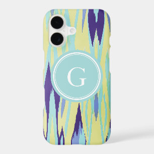 Chic vibrant yellow purple watercolor ikat pattern