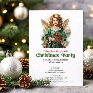 Chic Victorian Christmas angel party invitation