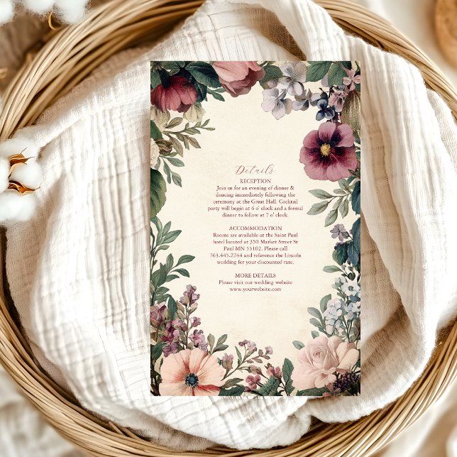 Chic Victorian Royal Floral Wedding  Enclosure Card (Creator Uploaded)