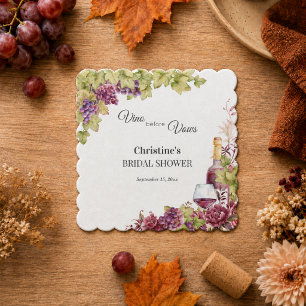 Chic Vino before Vows Bridal Shower Favour Paper Coaster