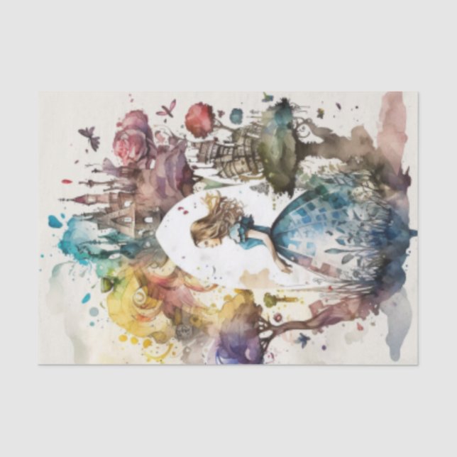 Chic Vintage Alice In Wonderland Decoupage Tissue Paper (Front)