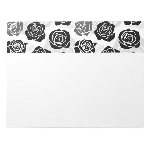 Chic Vintage black and white roses Notepad (Front)