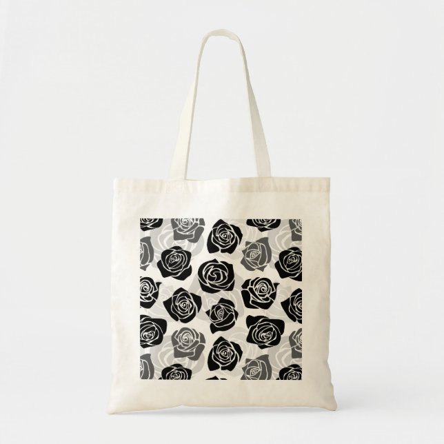 Chic Vintage black and white roses Tote Bag (Front)