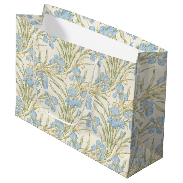 Chic Vintage Blue Iris Large Gift Bag (Front Angled)