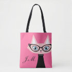 Chic Vintage Cat Monogram Tote Bag