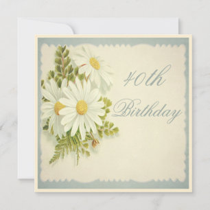 Chic Vintage Daisies 40th Birthday Invitation