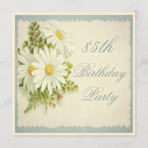 Chic Vintage Daisies 85th Birthday Invitation