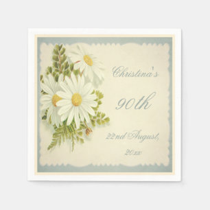 Chic Vintage Daisies 90th Birthday Serviettes Napkin