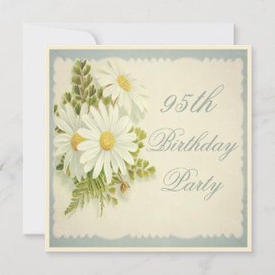 Chic Vintage Daisies 95th Birthday Invitation