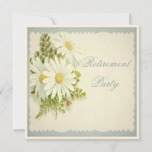 Chic Vintage Daisies Retirement Party Invitation
