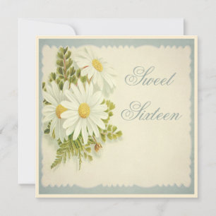 Chic Vintage Daisies Sweet 16 Invitation