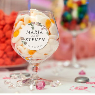 Chic Vintage floral boho wedding Classic Round Sticker