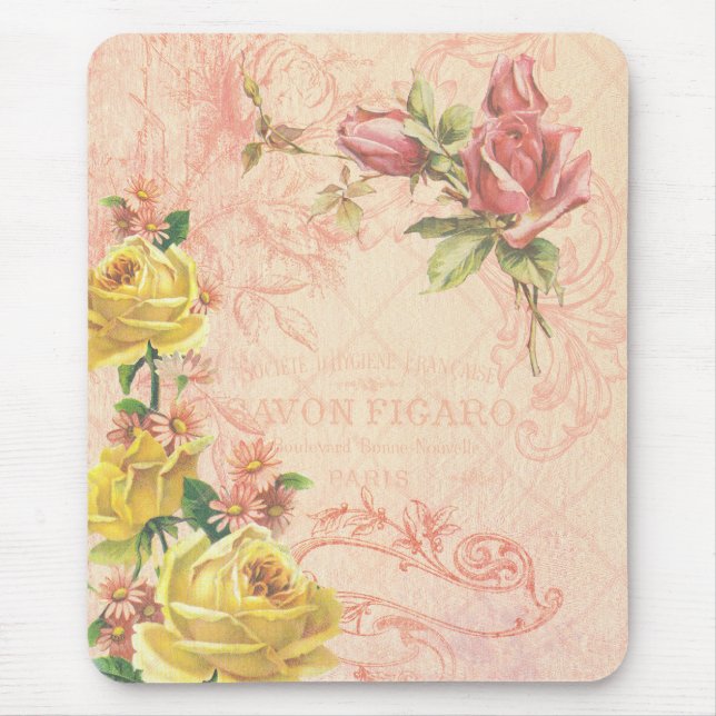 Chic Vintage Floral Mousepad (Front)