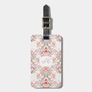 Chic Vintage Floral Pattern damask Monogram L Tag