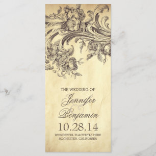 Chic vintage flourish wedding programs