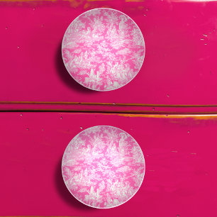 Chic Vintage Hot Pink Toile de Jouy Pattern Ceramic Knob