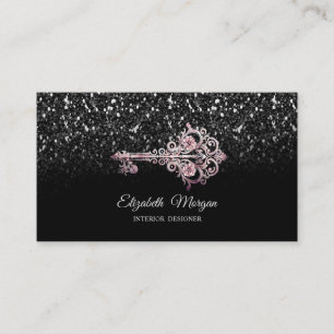 Chic Vintage Kay Black Glitter Sequins Business Card