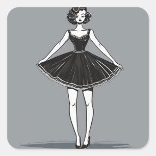 Chic Vintage LBD Illustration Sticker